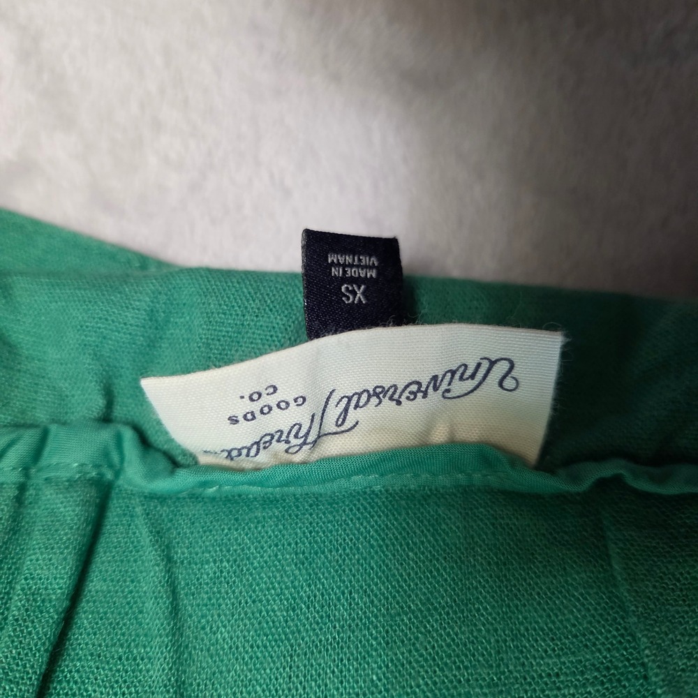 Cottagecore Boho Green Linen Blend Button Front A Line Midi Skirt XS Coastal - Picture 6 of 7